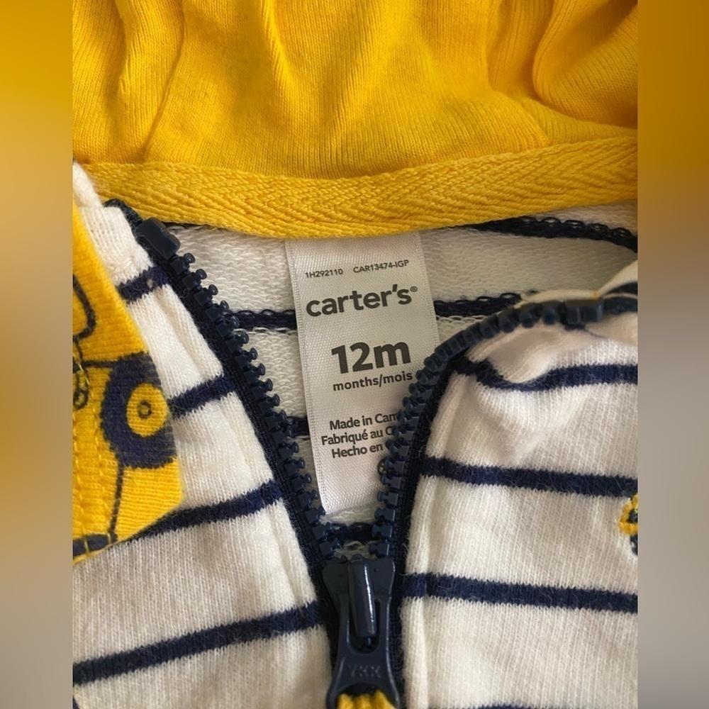 Carters baby infant toddler set sweatpants one piece zip up jacket 12mo Z-06 - Picture 2 of 2